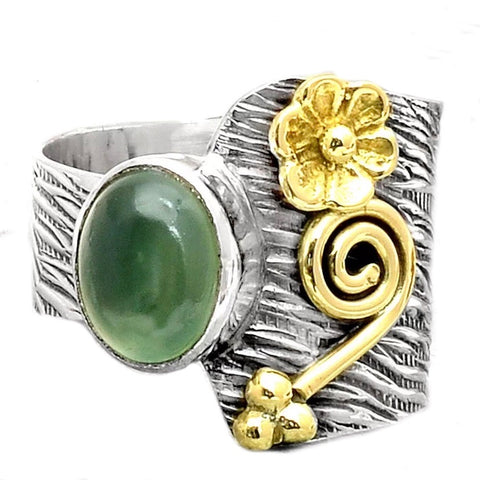 Jade Sterling Silver Floral Asymmetrical Ring - Keja Designs Jewelry