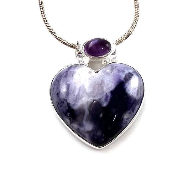Mirado Opal & Amethyst Sterling Silver Heart Pendant - Keja Designs Jewelry
