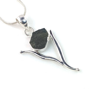 Moldavite Sterling Silver Vortex Pendant - Keja Designs Jewelry