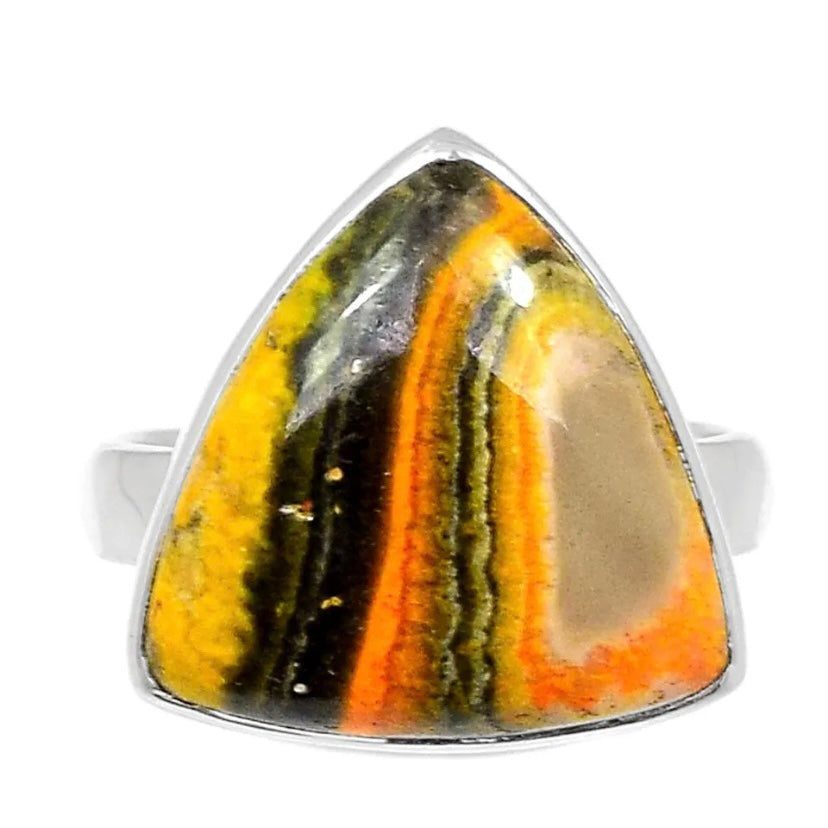 Bumble Bee Jasper Sterling Silver Triangle Ring - Keja Designs Jewelry