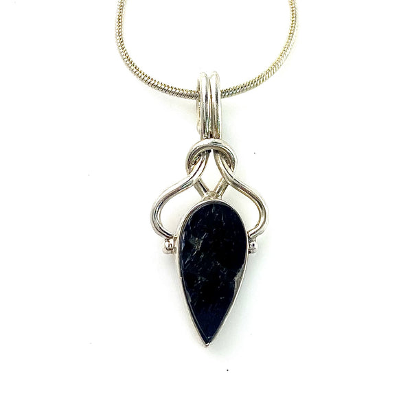 Shungite Sterling Silver Knotted Pendant - Keja Designs Jewelry