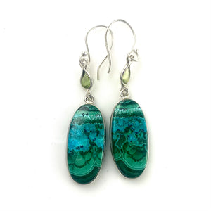 Chrysocolla in Malachite & Peridot Sterling Silver Earrings - Keja Designs Jewelry