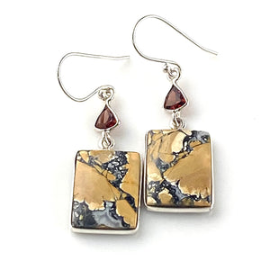 Maligano Jasper & Garnet Sterling Silver Earrings - Keja Designs Jewelry