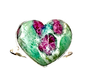 Ruby In Fuchsite Sterling Silver Heart Ring - Keja Designs Jewelry