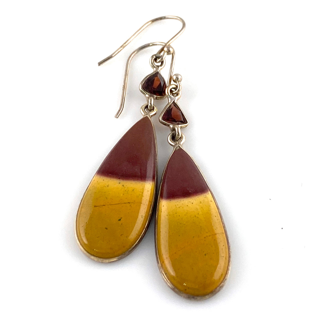 Australian Mooakite & Garnet Sterling Silver Earrings - Keja Designs Jewelry