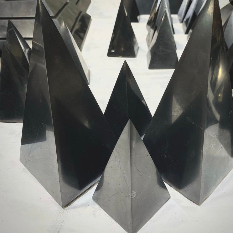 Shungite Pyramid Polished Stones, Choose Size, Shungite for Décor - Keja Designs Jewelry