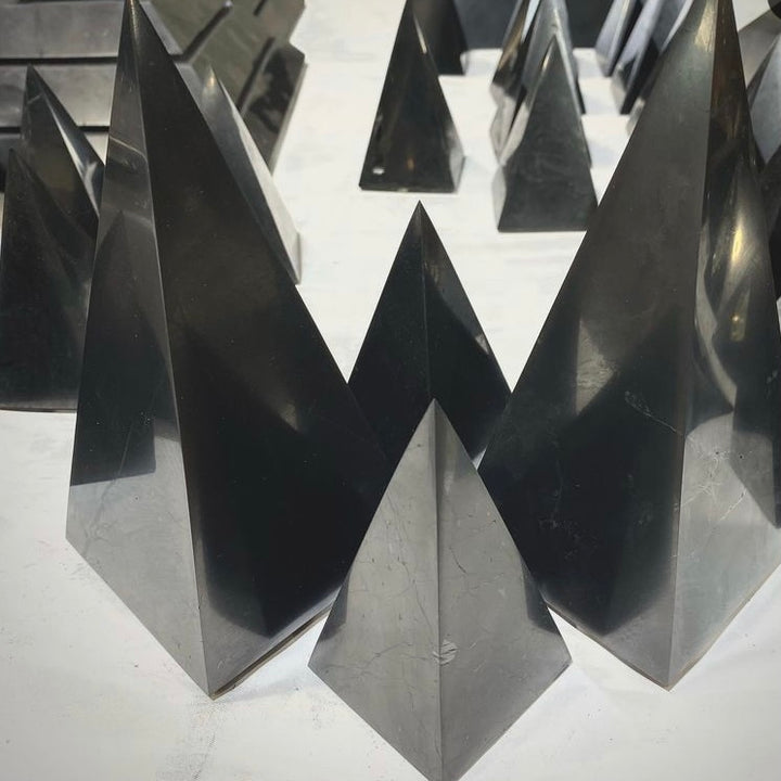 Shungite Pyramid Polished Stones, Choose Size, Shungite for Décor - Keja Designs Jewelry