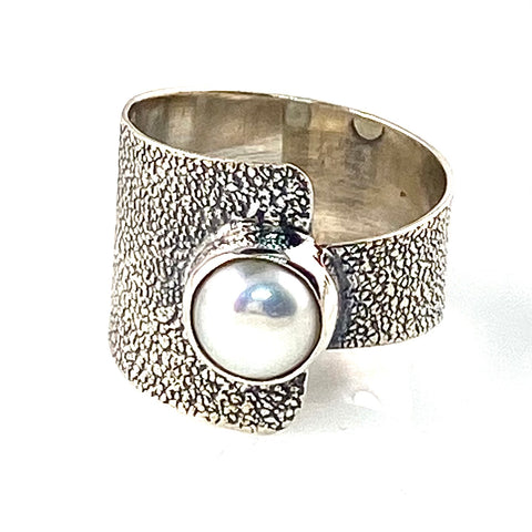 Pearl Sterling Silver Two Halves Ring - Keja Designs Jewelry