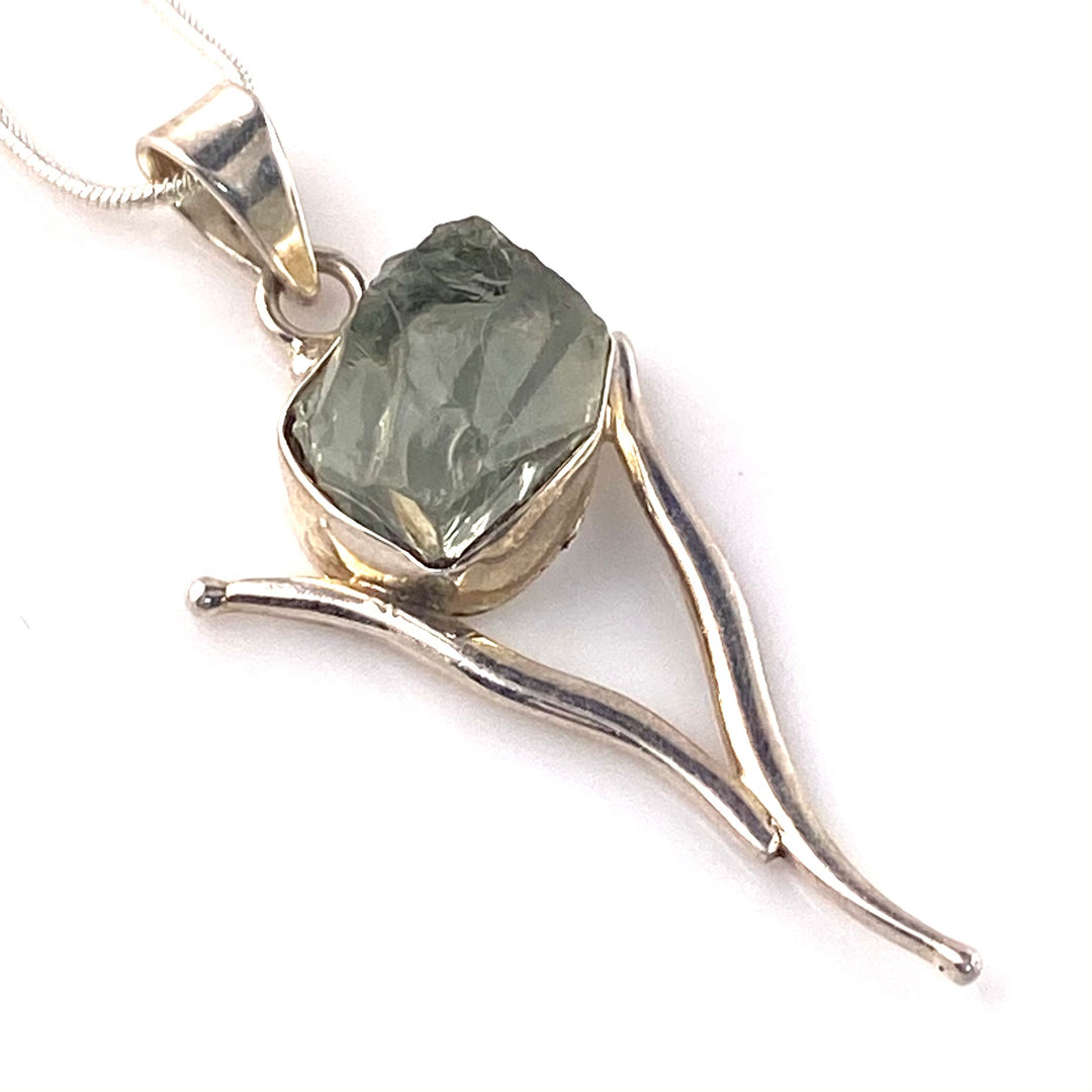 Prasiolite Rough Sterling Silver Vortex Pendant - Keja Designs Jewelry