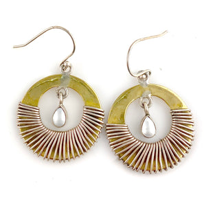 Pearl Sterling Silver Two Tone Earrings - Keja Designs Jewelry