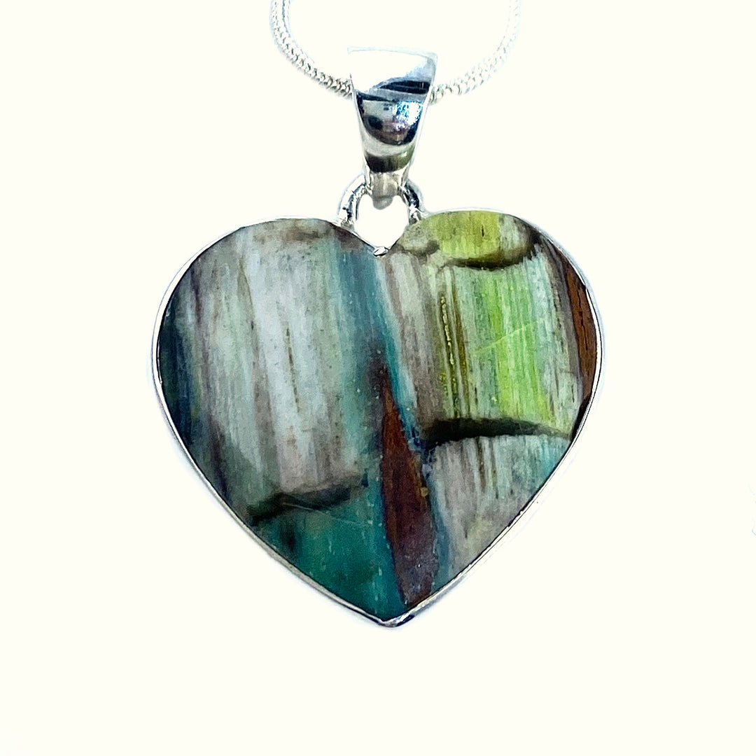 Colla Wood Sterling Silver Heart Pendant - Keja Designs Jewelry