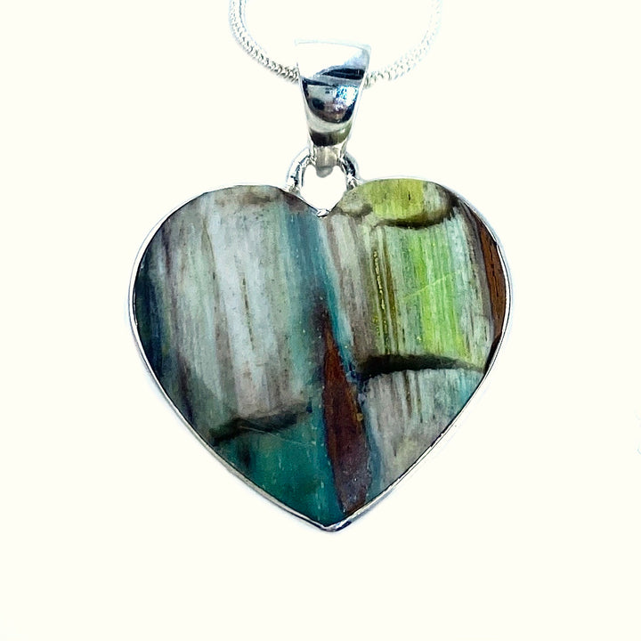 Colla Wood Sterling Silver Heart Pendant - Keja Designs Jewelry