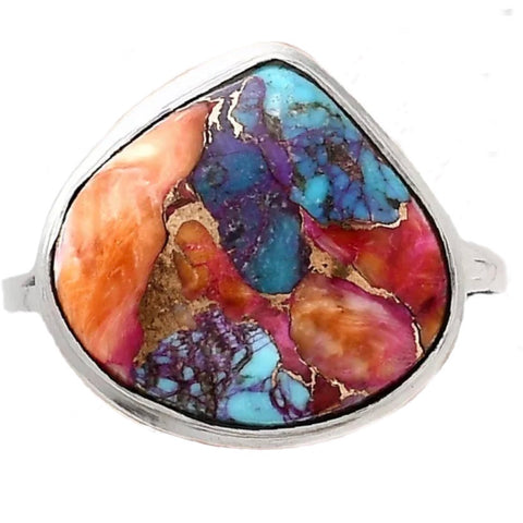 Kingman Dahlia Turquoise Sterling Silver Pear Ring - Keja Designs Jewelry
