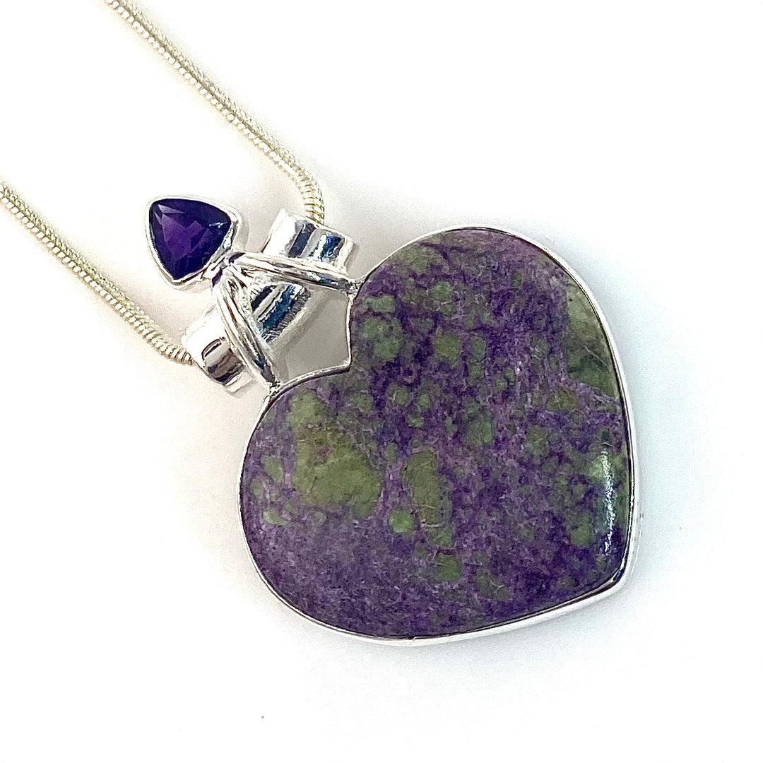 Tasmanite & Amethyst Sterling Silver Pendant - Keja Designs Jewelry