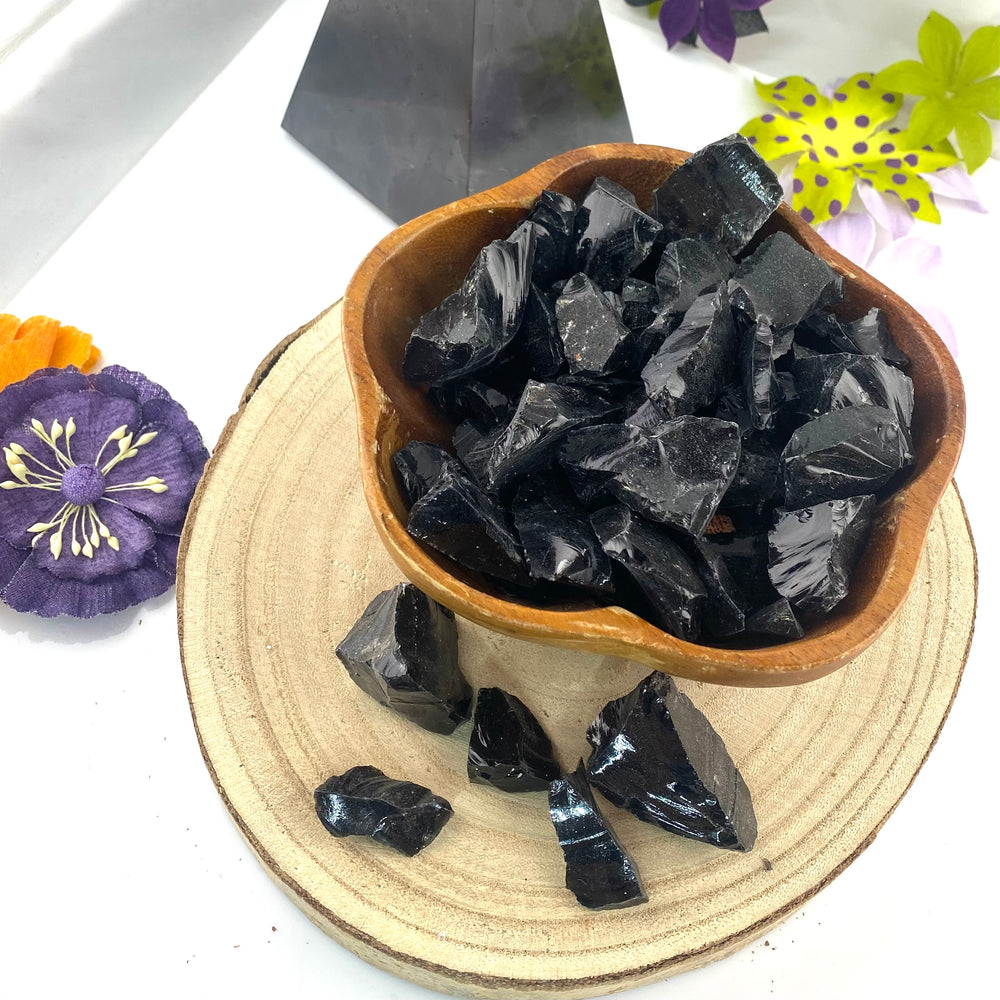 Obsidian Rough Chunk Stones, Choose Size, Choose Quantity, Obsidian Rough Crystal for Décor or Crystal Grids - Keja Designs Jewelry