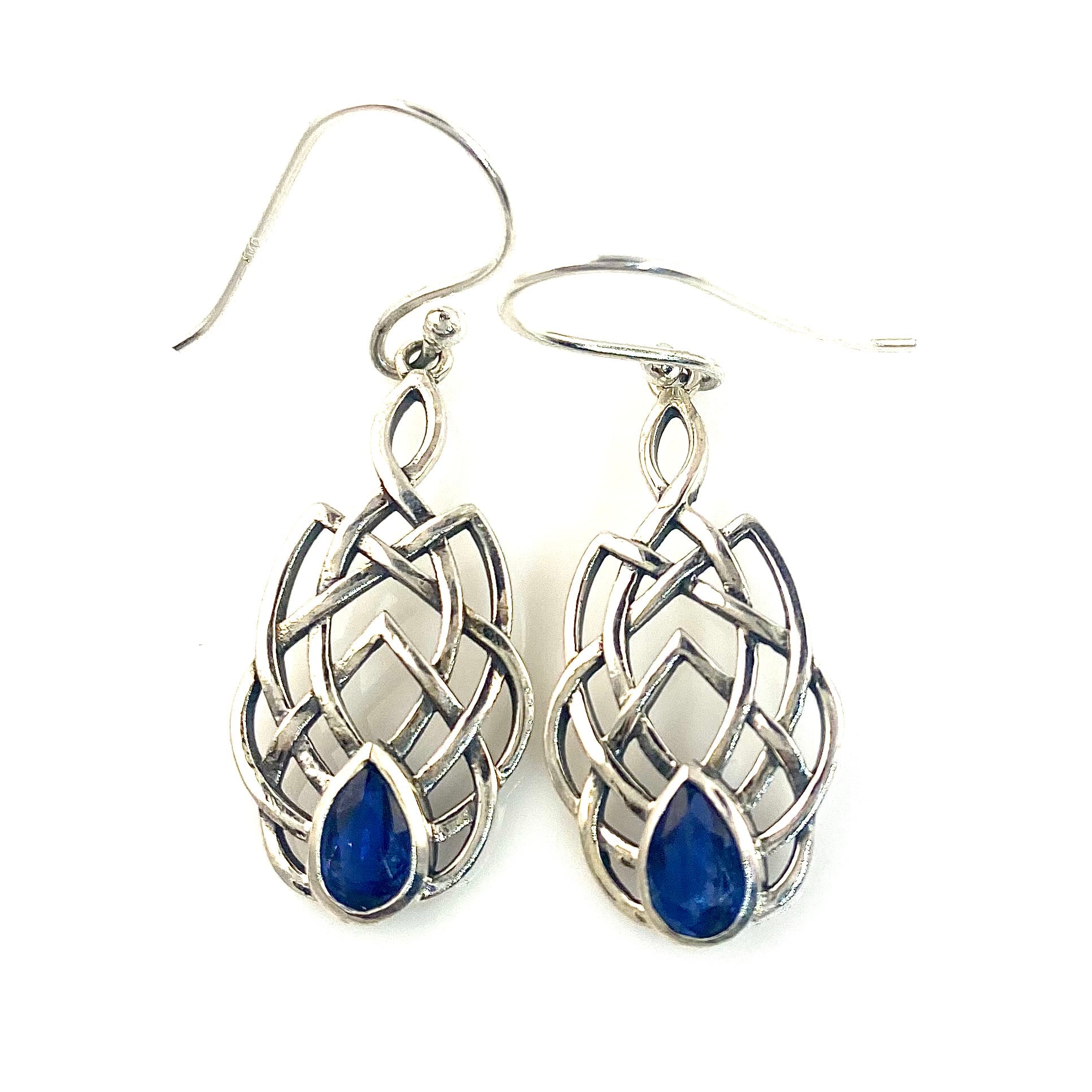 Kyanite Sterling Silver Celtic Earrings - Keja Designs Jewelry