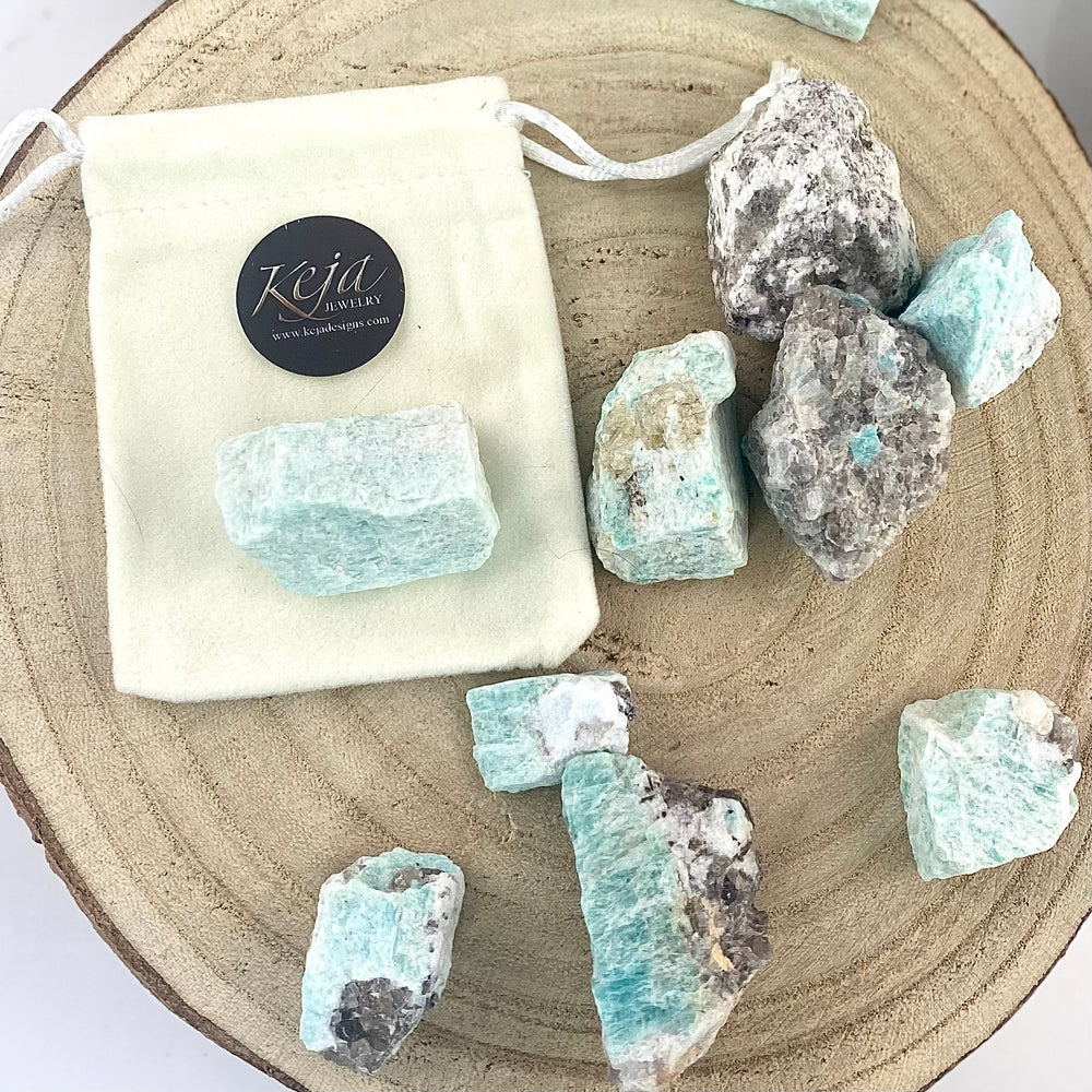 Amazonite Rough Chunk Stones, Choose Size, Choose Quantity, Amazonite Rough Crystal for Décor or Crystal Grids - Keja Designs Jewelry