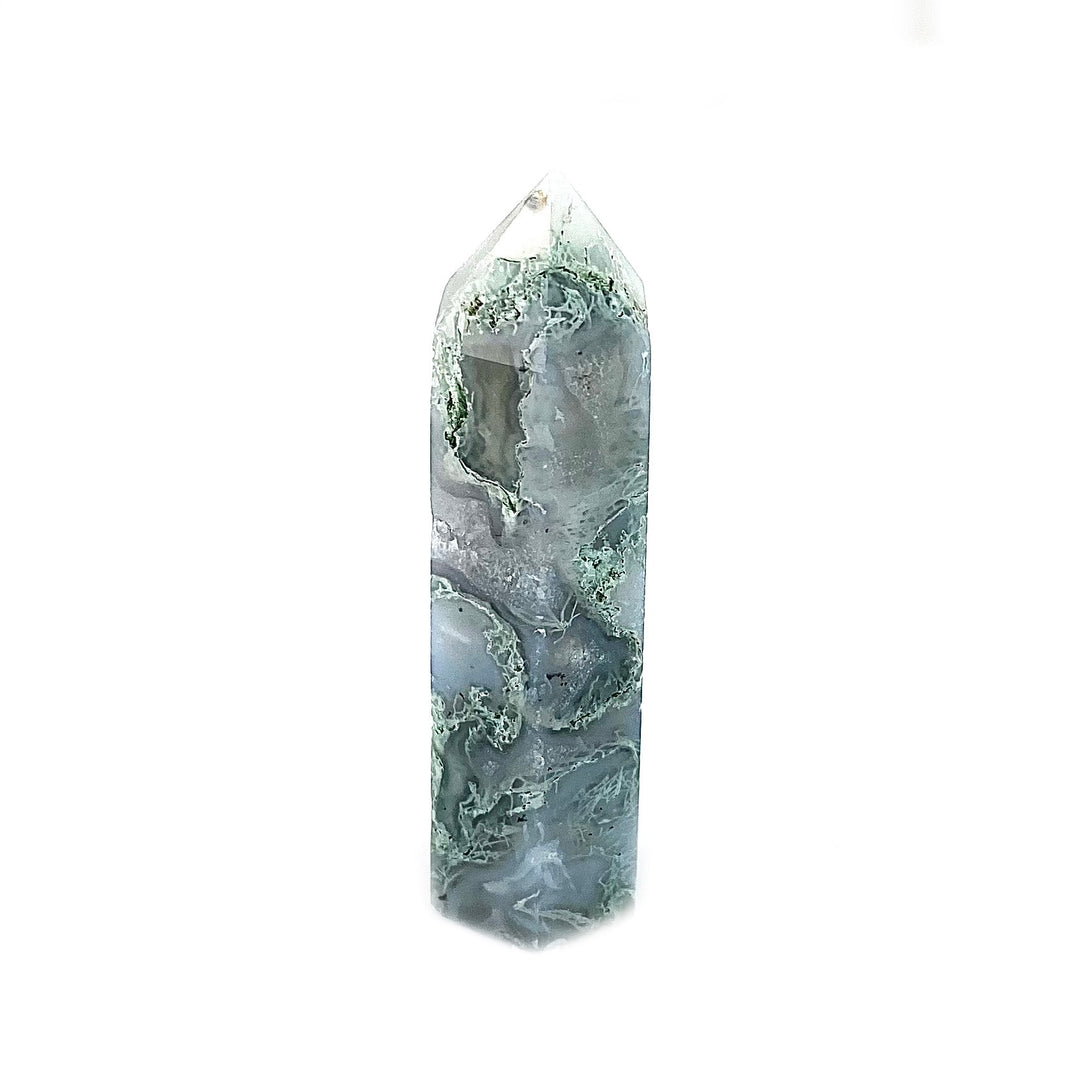 Natural Moss Agate Crystal Tower Obelisks, Healing Crystals, miss Agate for Décor - Keja Designs Jewelry