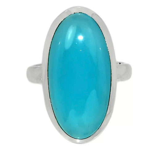 Chalcedony Blue Lagoon Sterling Silver Oval Ring - Keja Designs Jewelry