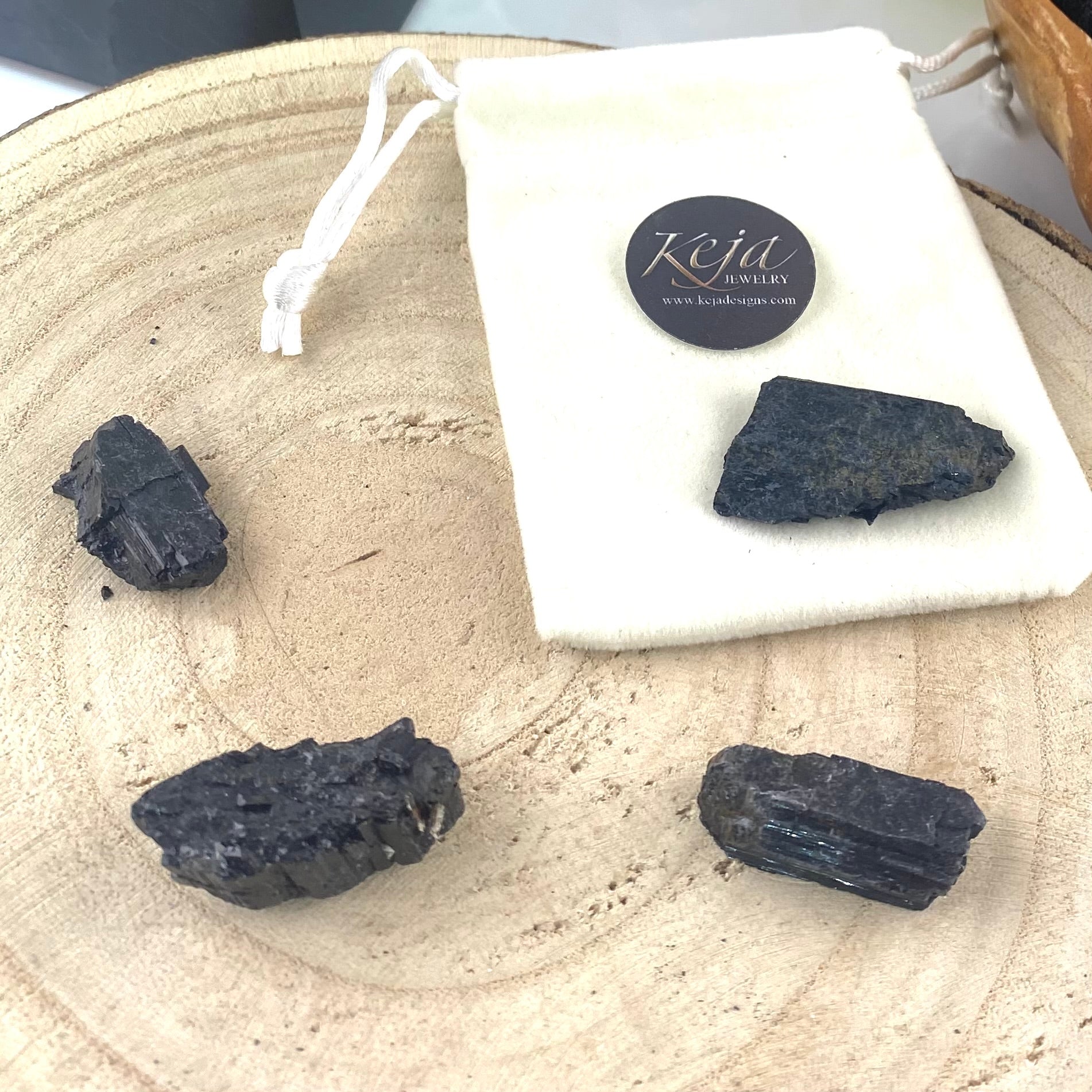 Black Tourmaline Rough Chunk Stones, Choose Quantity, Choose Size, Raw Tourmaline for Décor or Crystal Grids - Keja Designs Jewelry