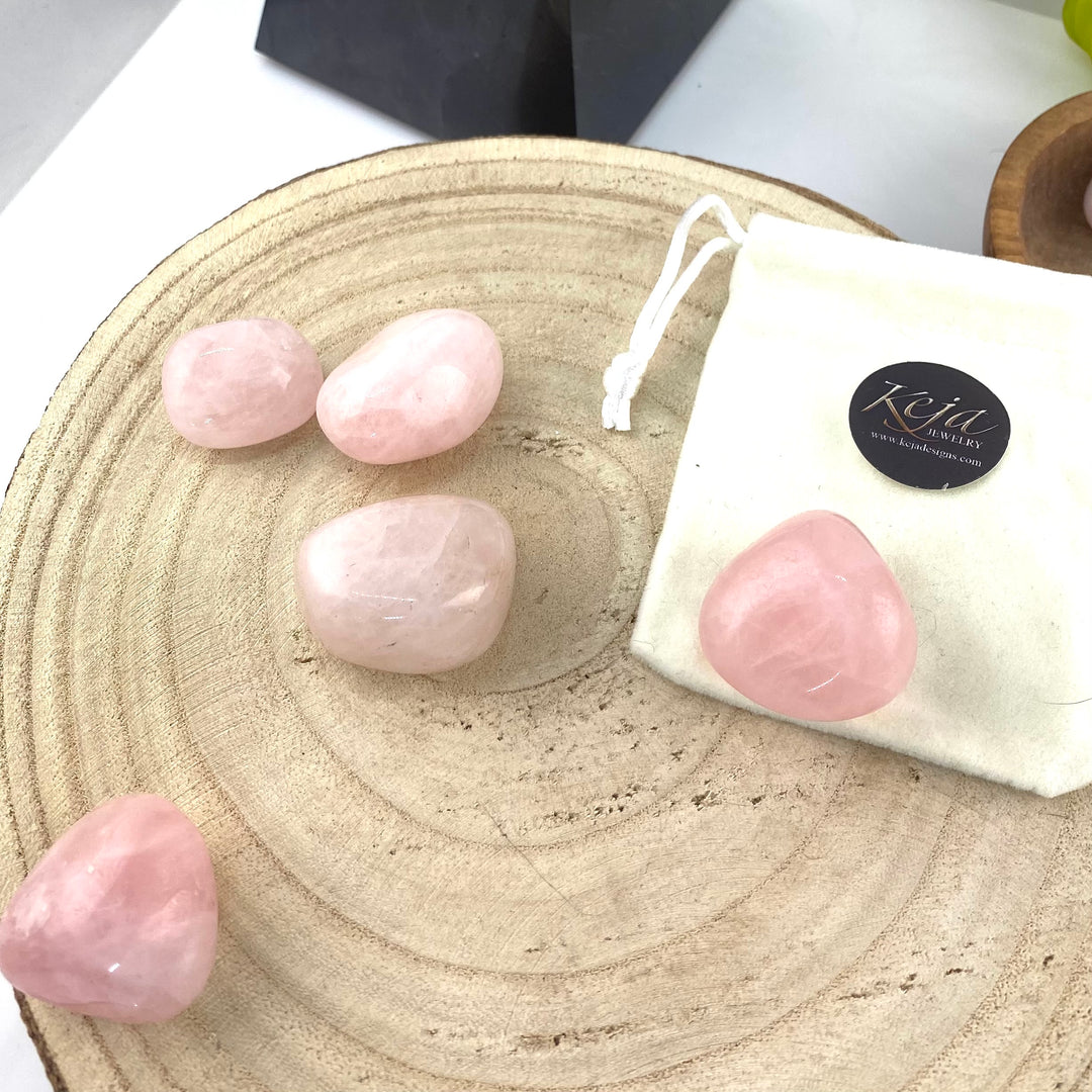 Pink Rose Quartz Polished Chunk Stones,  Choose Quantity, Rose Quartz for Décor or Crystal Grids - Keja Designs Jewelry