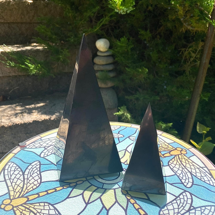 Shungite Pyramid Polished Stones, Choose Size, Shungite for Décor - Keja Designs Jewelry