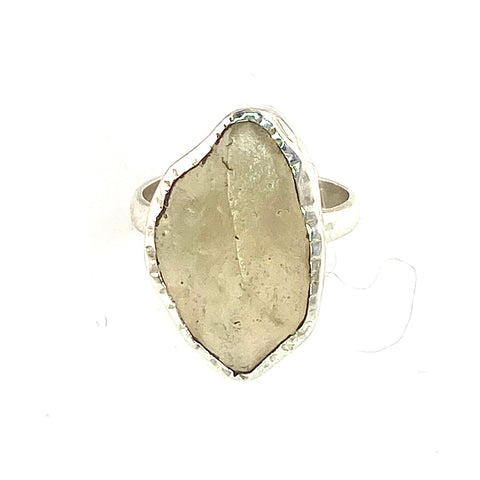 Libyan Desert Glass Meteorite Sterling Silver Slice Ring - Keja Designs Jewelry