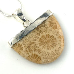 Fossilized Coral Sterling Silver Pendant - Keja Designs Jewelry