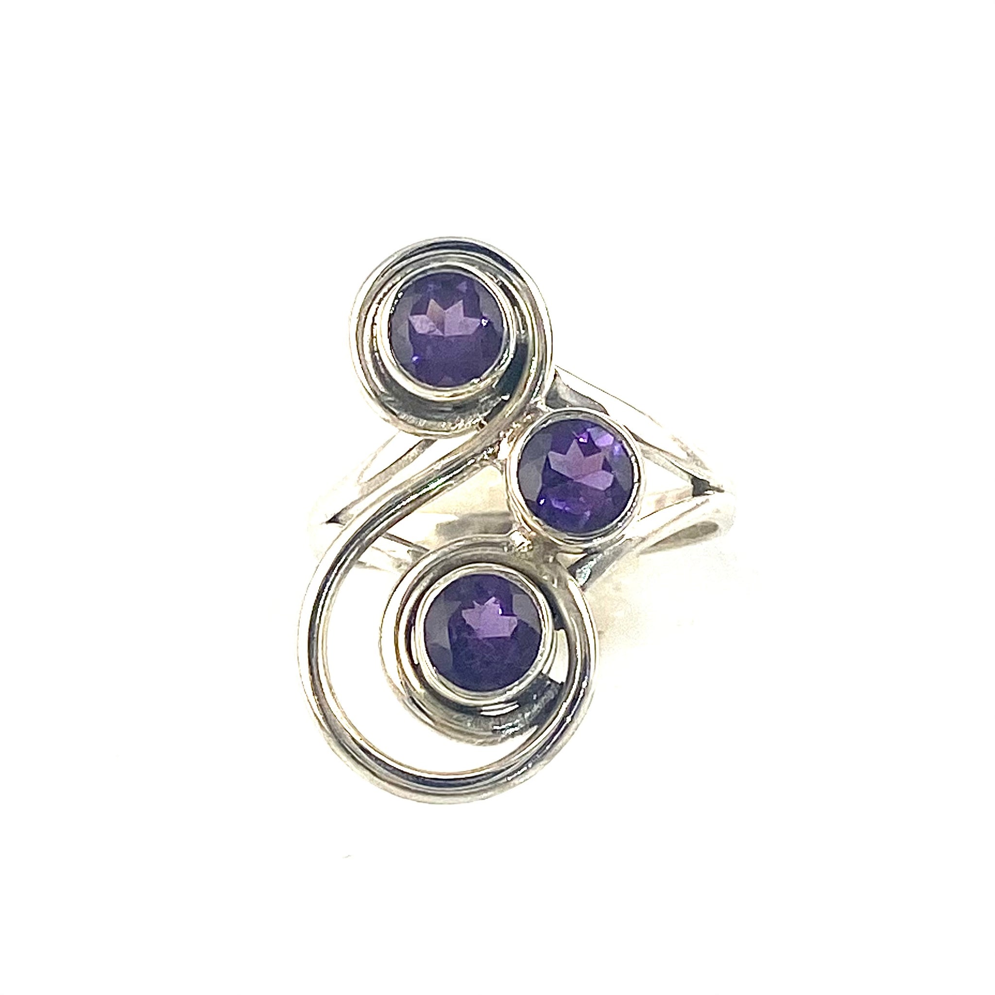 Amethyst Sterling Silver Swirl Ring - Keja Designs Jewelry