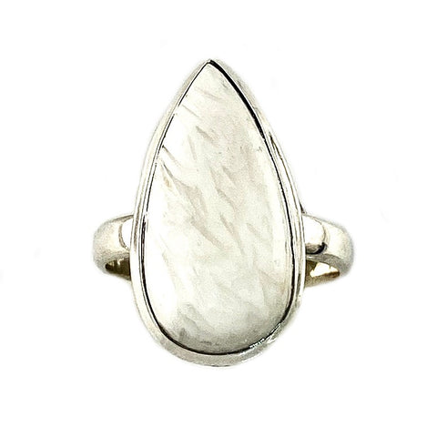 Frosty Scolecite Crystal Sterling Silver Ring - Keja Designs Jewelry