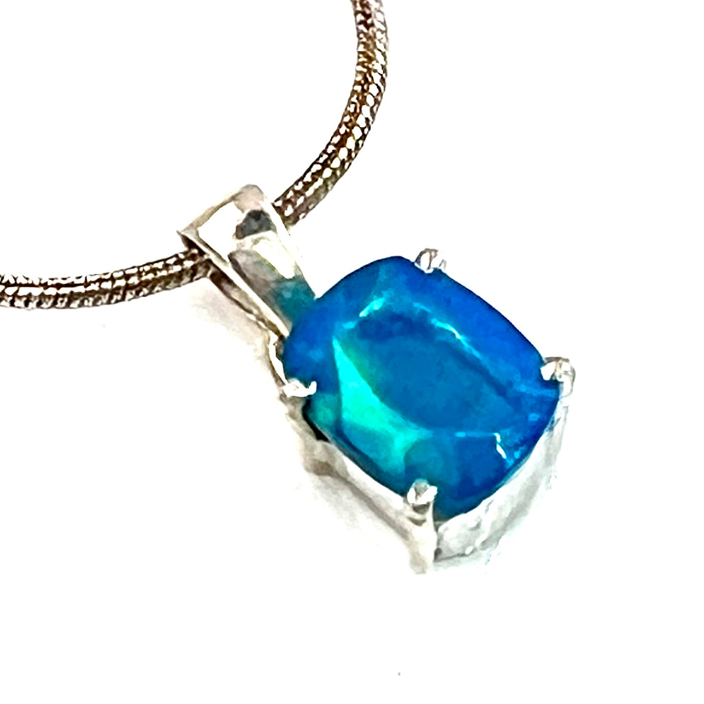 Paraíba Blue Opal Sterling Silver Pendant - Keja Designs Jewelry