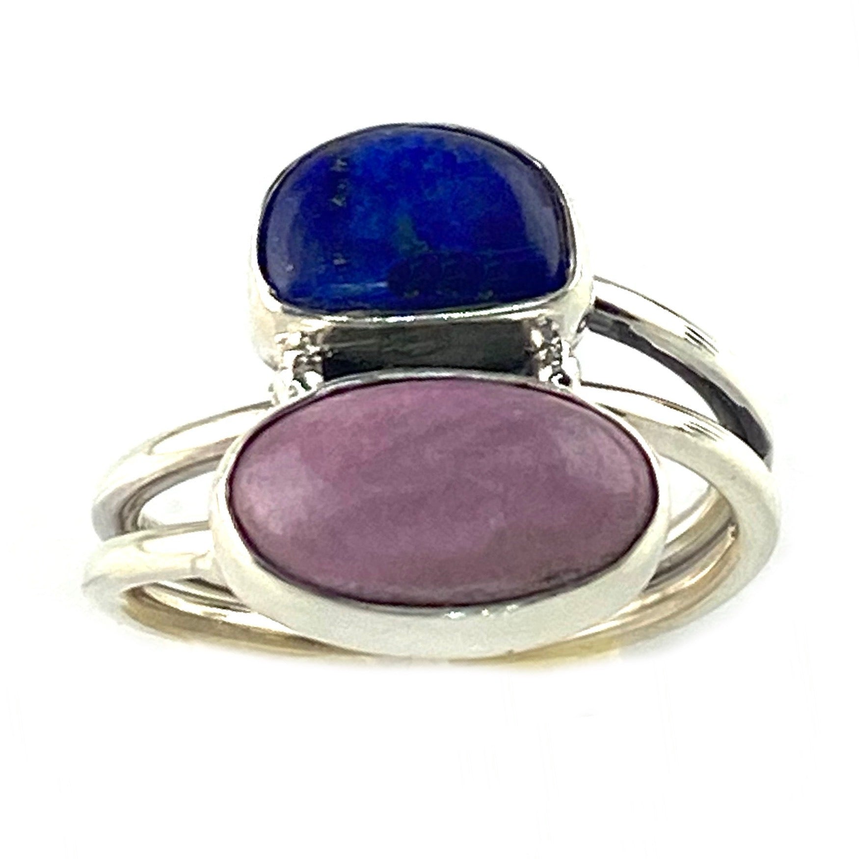 Lapis & Phosphosiderite Sterling Silver Two Stone Ring - Keja Designs Jewelry