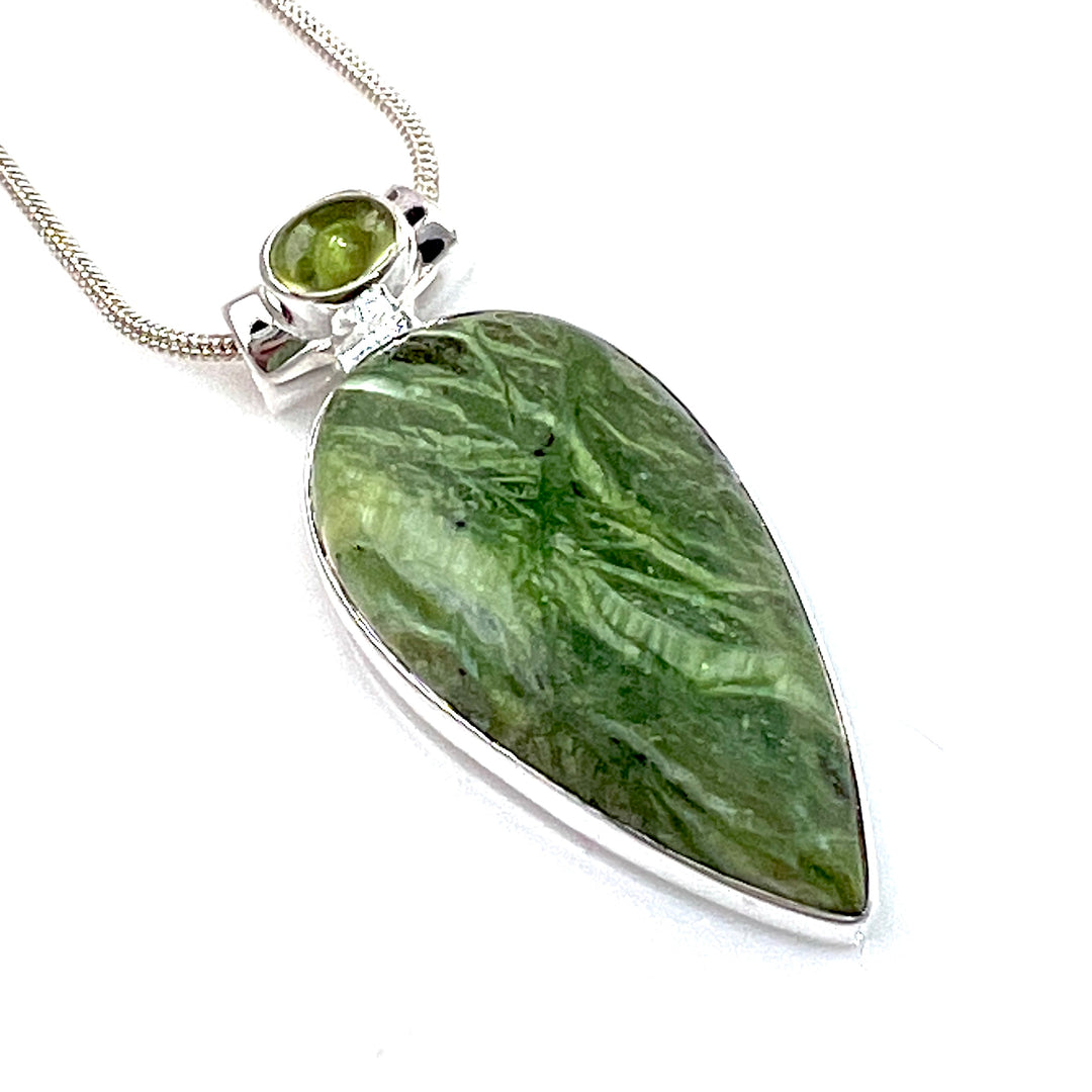 Imperial Opal & Peridot Cabochon Sterling Silver Pendant - Keja Designs Jewelry