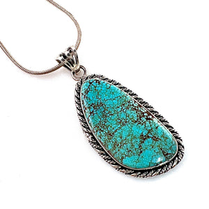 Number Eight Turquoise Sterling Silver Pendant - Keja Designs Jewelry