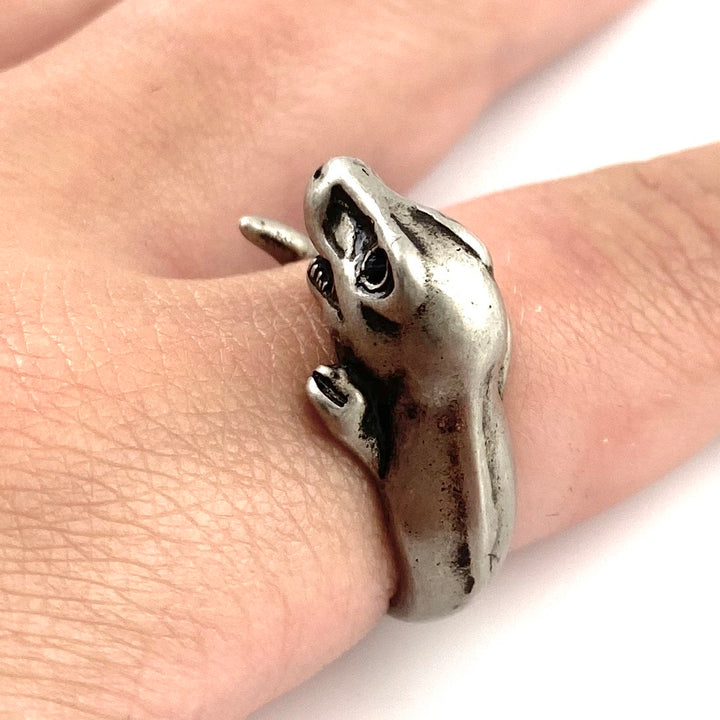 Animal Wrap Ring - T-Rex - White Bronze - Adjustable Ring - Keja Designs Jewelry