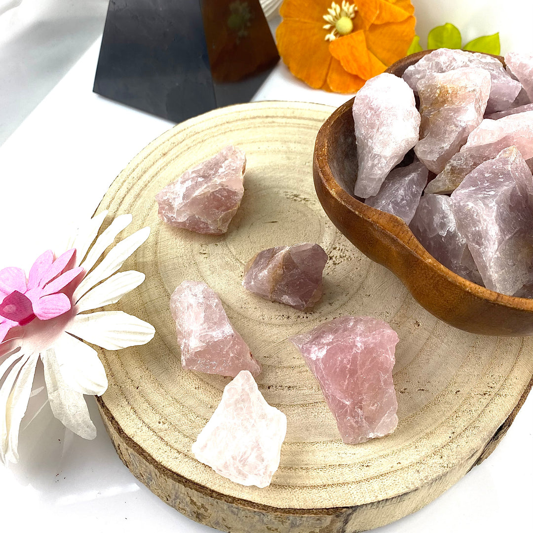 Pink Rose Quartz Rough Chunk Stones, Choose Size, Choose Quantity, Raw Rose Quartz for Décor or Crystal Grids - Keja Designs Jewelry