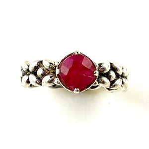 Ruby Sterling Silver Floral Band Ring - Keja Designs Jewelry