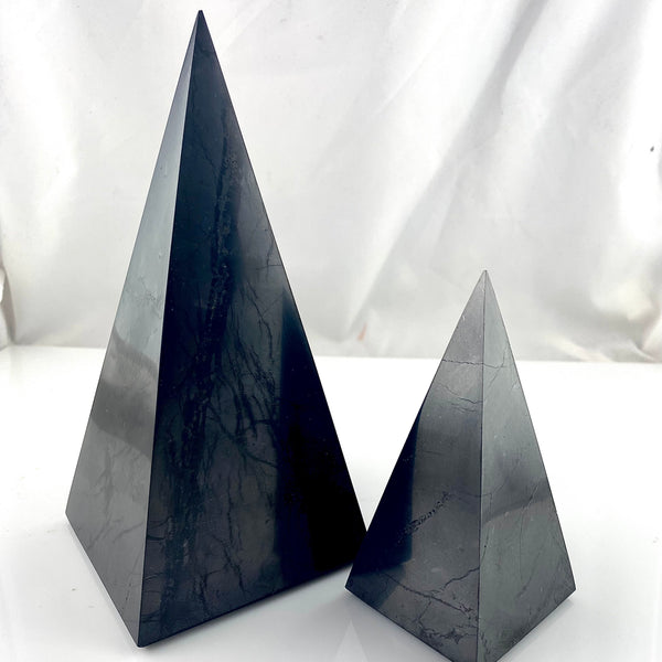 Shungite Pyramid Polished Stones, Choose Size, Shungite for Décor - Keja Designs Jewelry