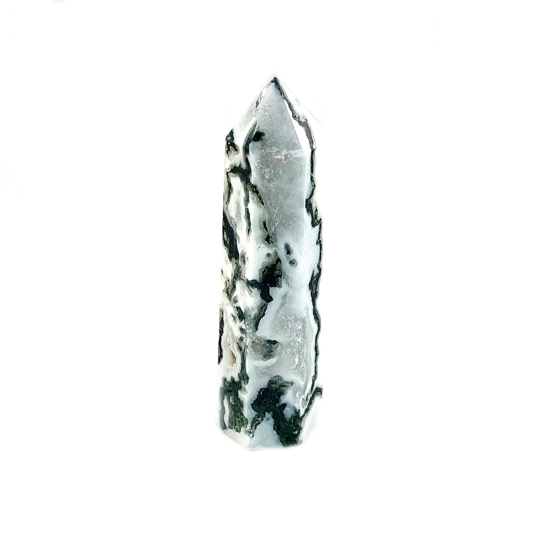 Natural Moss Agate Crystal Tower Obelisks, Healing Crystals, miss Agate for Décor - Keja Designs Jewelry