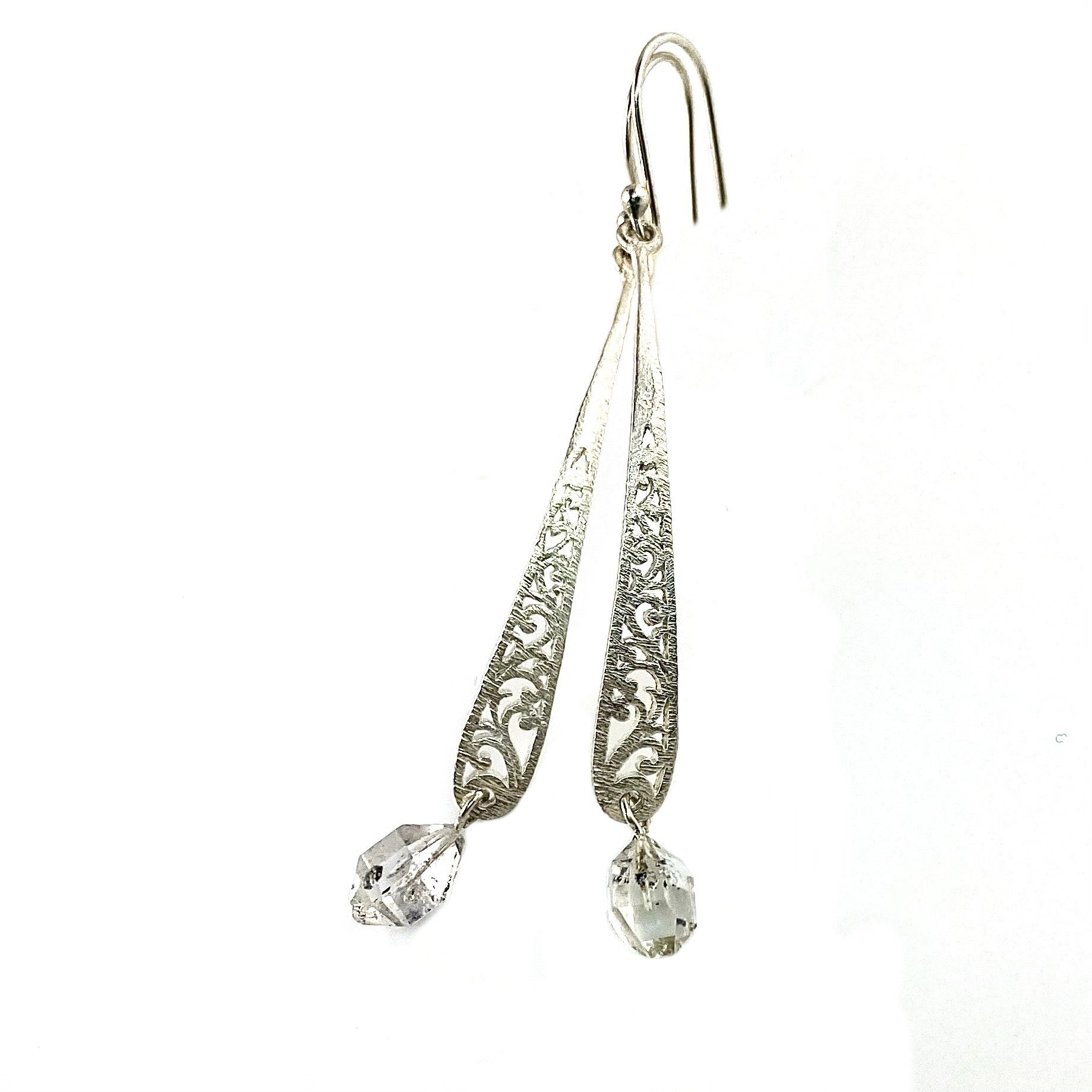Herkimer Diamond Sterling Silver Filigree Earrings - Keja Designs Jewelry