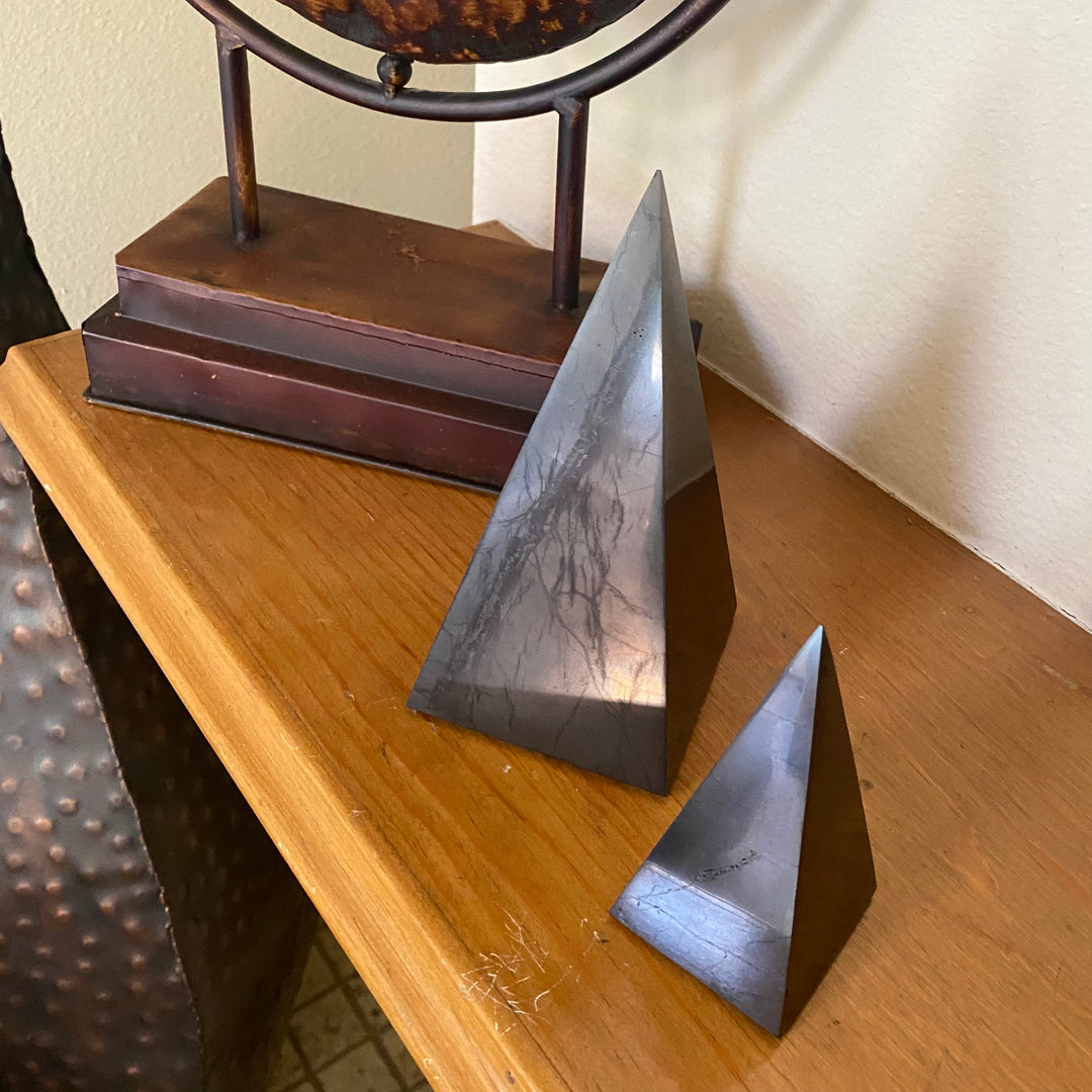 Shungite Pyramid Polished Stones, Choose Size, Shungite for Décor - Keja Designs Jewelry