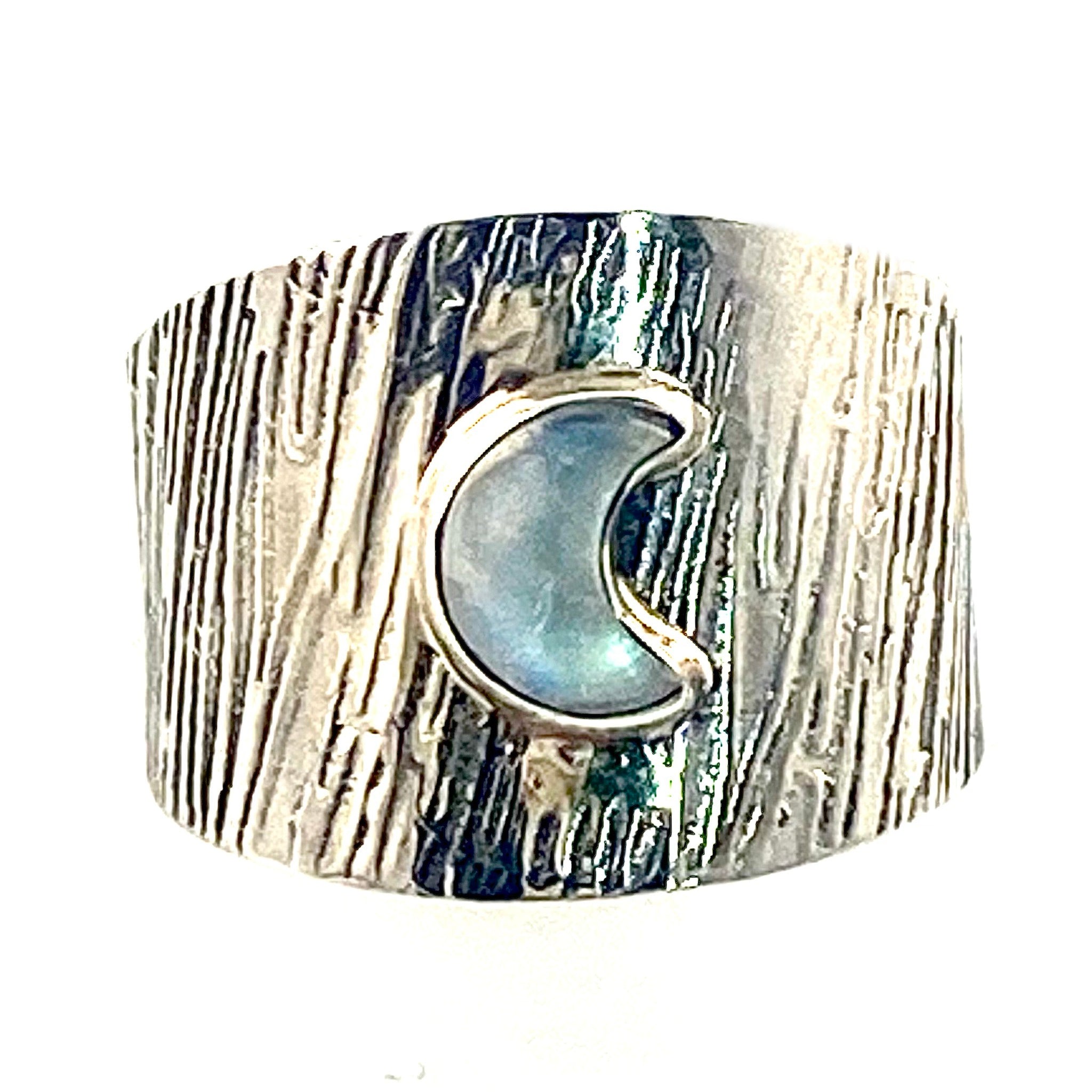 Moonstone Crescent Moon Sterling Silver Band Ring - Keja Designs Jewelry