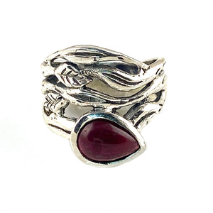 Garnet Sterling Silver Vine Ring - Keja Designs Jewelry