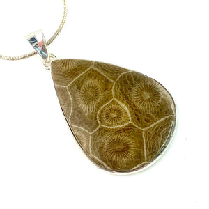 Petoskey Stone Sterling Silver Pendant - Keja Designs Jewelry