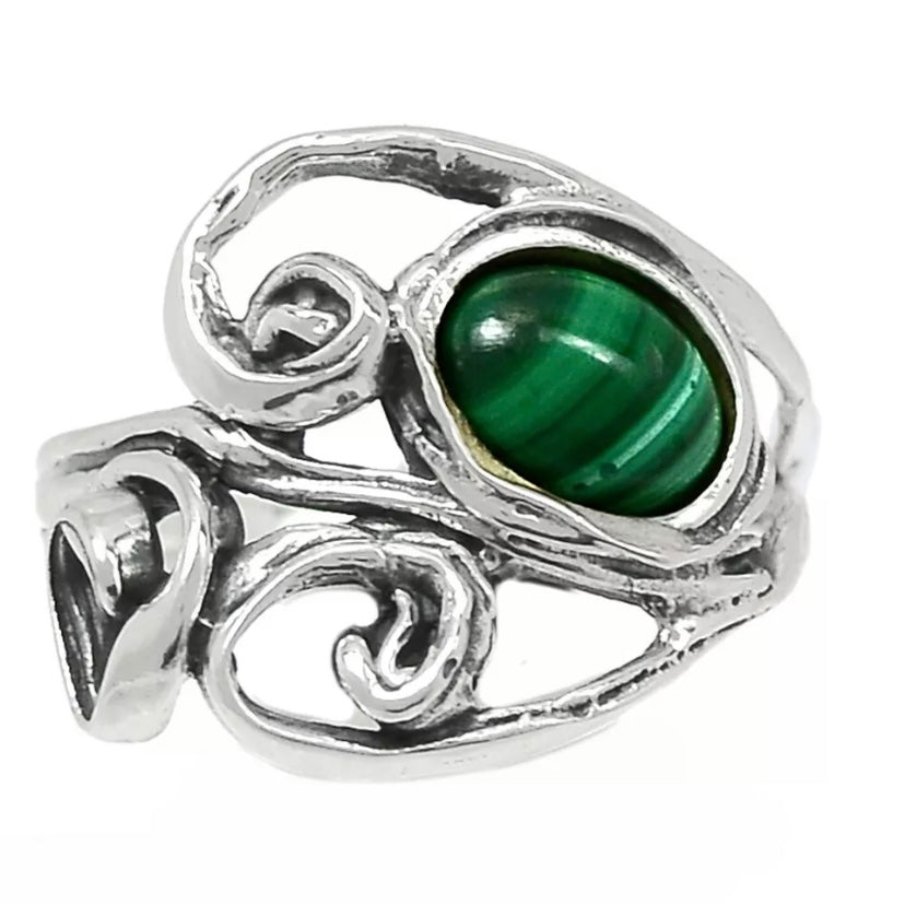 Malachite Sterling Silver Ring - Keja Designs Jewelry