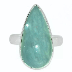 Aquamarine Sterling Silver Elongated Tear Drop Ring - Keja Designs Jewelry