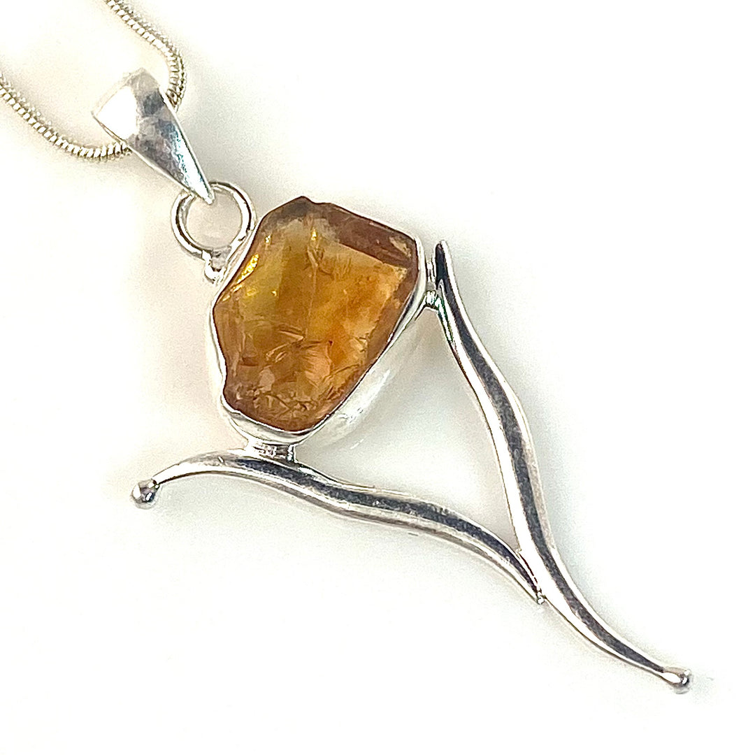 Citrine Rough Sterling Silver Vortex Pendant - Keja Designs Jewelry