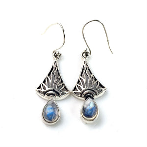 Moonstone Sterling Silver Sun Rise Earrings - Keja Designs Jewelry