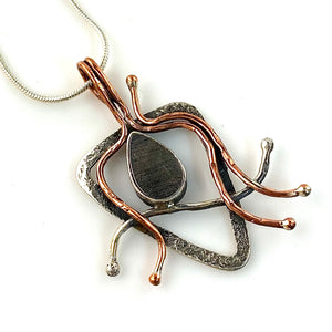 Muonionalusta Meteorite Sterling Silver Two Tone Swirls Pendant - Keja Designs Jewelry