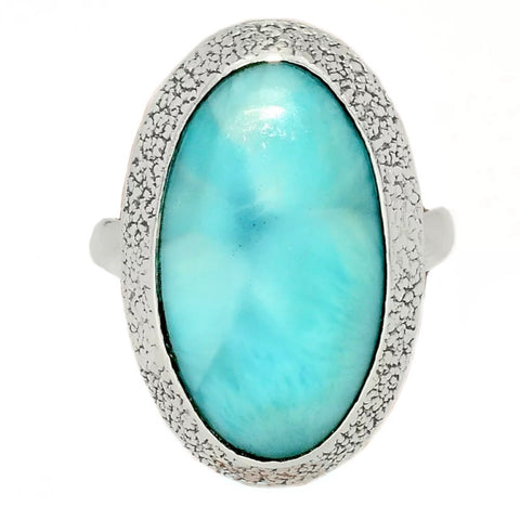 Larimar Sterling Silver Oval Ring - Keja Designs Jewelry